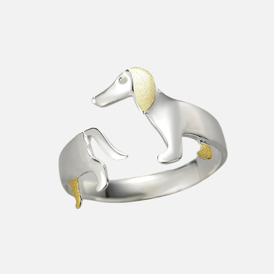 Anillo de Dachshund en Plata de Ley 925
