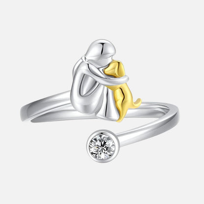 Anillo de Perro en Plata de Ley 925 con Zirconia