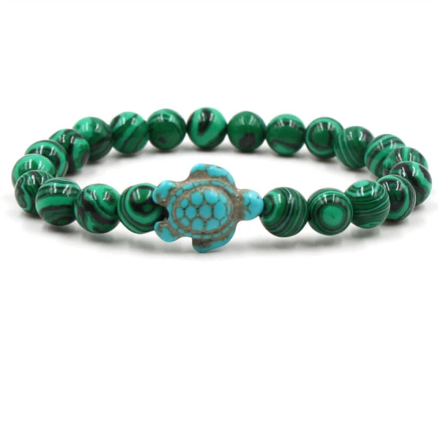 Pulseras de Tortuga con Cuentas de Piedra Natural Únicas