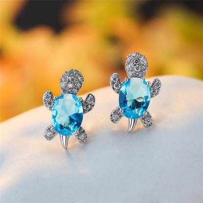 Pendientes de Tortuga Marina en Zirconio y Plata