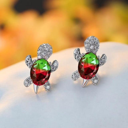 Pendientes de Tortuga Marina en Zirconio y Plata