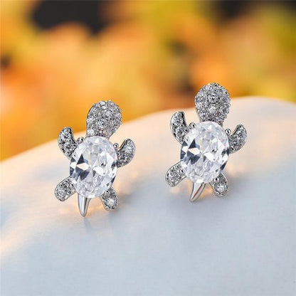 Pendientes de Tortuga Marina en Zirconio y Plata