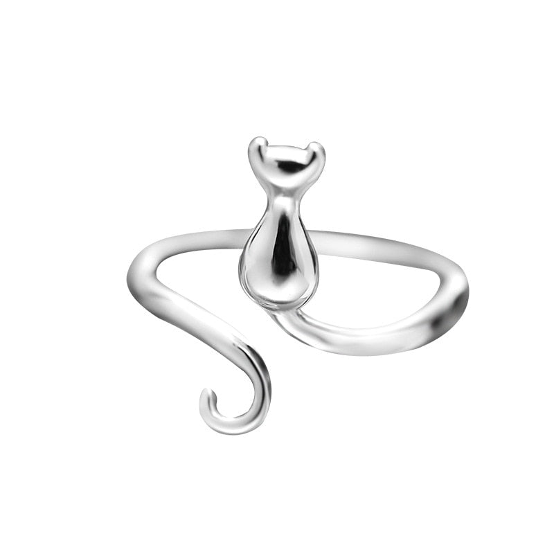 Anillo adorable de gato en acero inoxidable