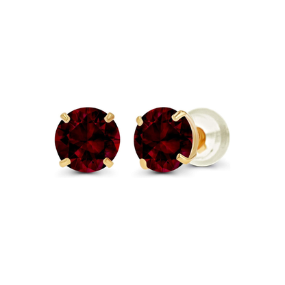 Aretes Stud Redondos de Rubí | Oro